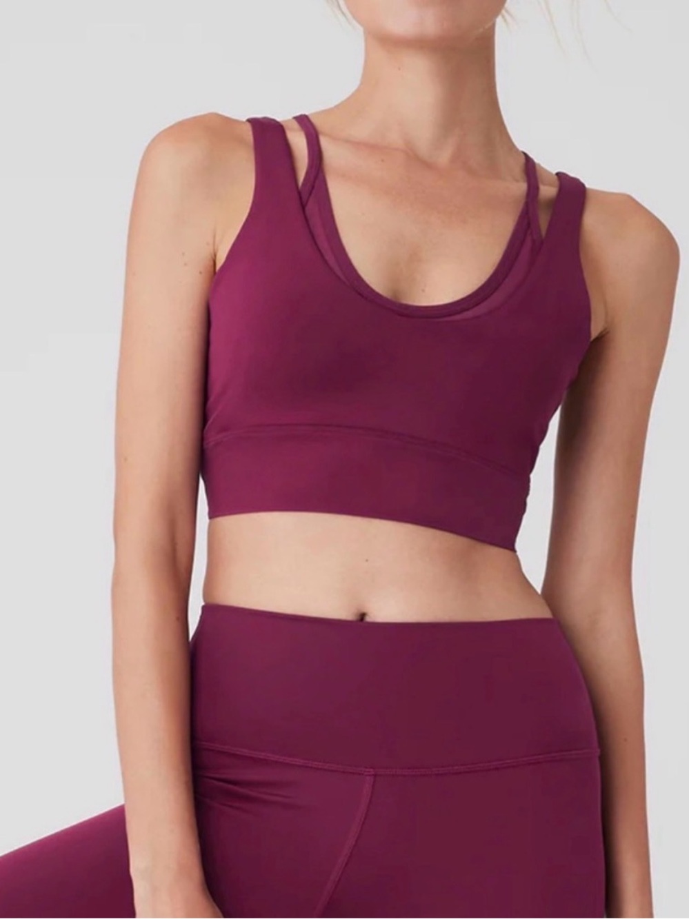 Alo Airlift Double Trouble Layered Sports Bra with Padding in Maroon